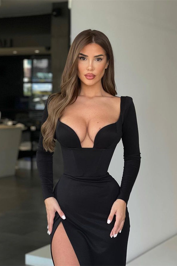 Sexy Long Sleeves Mermaid Prom Dress Black Online