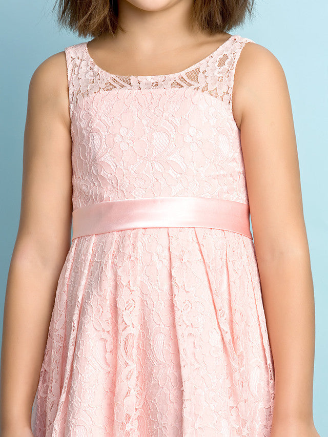 A-Line Scoop Neck Lace Junior Flower Girl Dress for Kids
