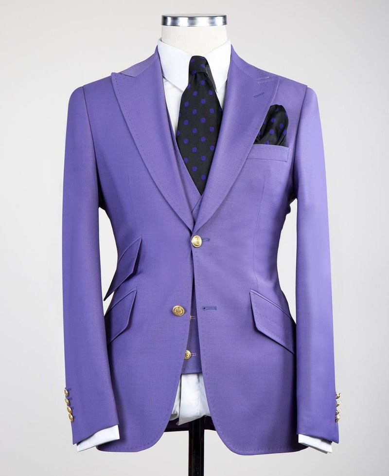 Best Fitted Men Suits - Clifford Chic Purple Peaked Lapel Three Pieces