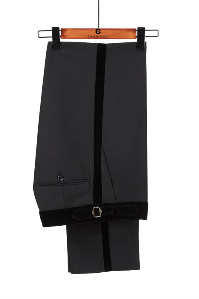 Dark Navy Black Prince Suit for Wedding with Double Breasted Shawl Lapel