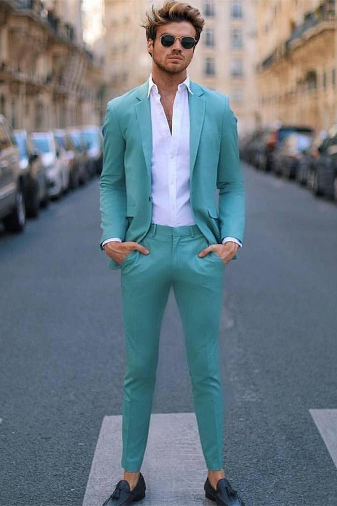 Newest 2-Piece Business Formal Prom Suit for Guys Notched Lapel with One Button