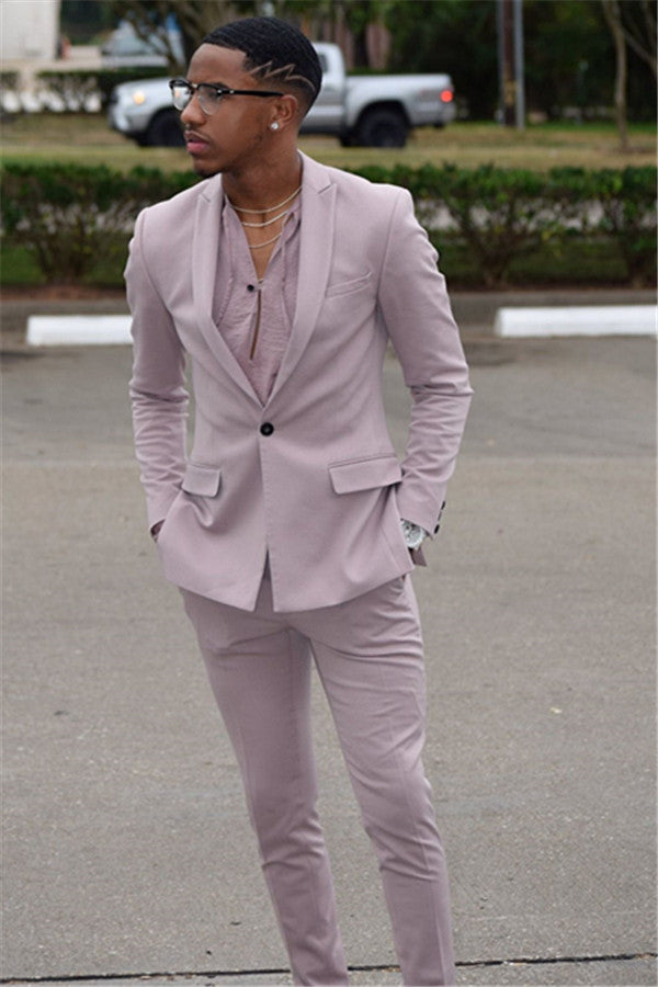 New Arrive Pink Bespoke Men's Wearhouse Wedding Suits with One Button