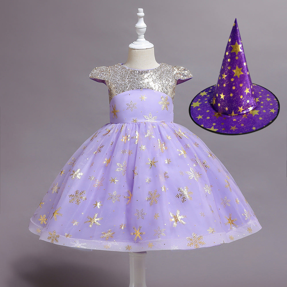 Short Red A-line Glitter Flower Girls Dress with Tulle Appliques