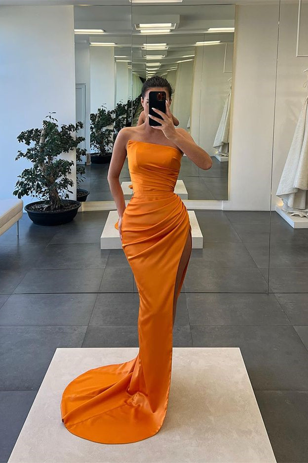 Sleeveless Mermaid Strapless Long Slit Evening Dress | Ballbella