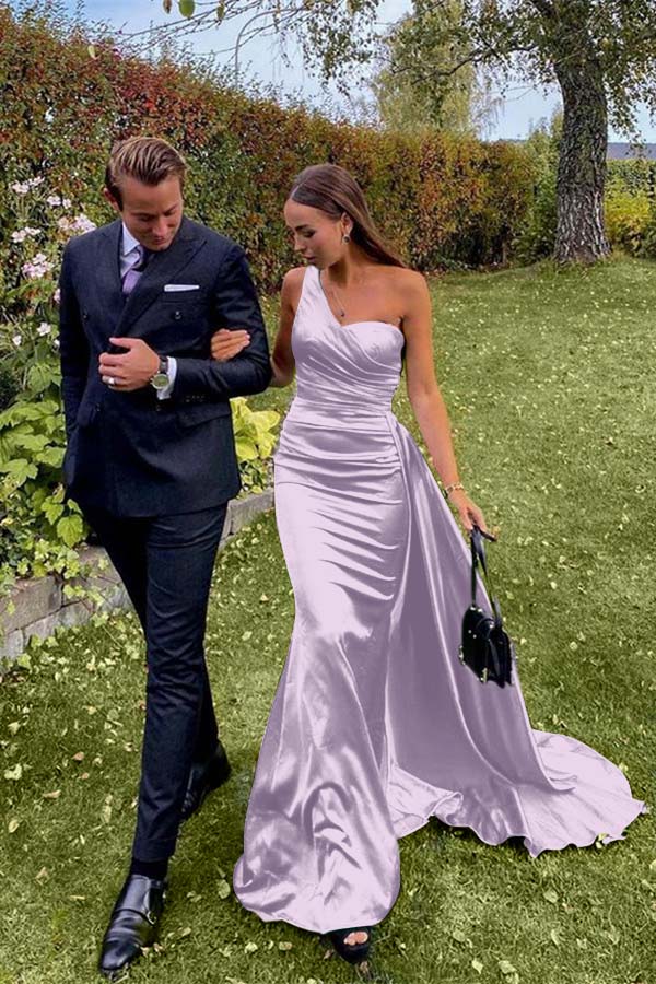 One-Shoulder Green Long Prom Dress | Ballbella