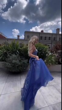 Stunning Mermaid Blue Split One-Shoulder Evening Dress with Beadings | Ballbella