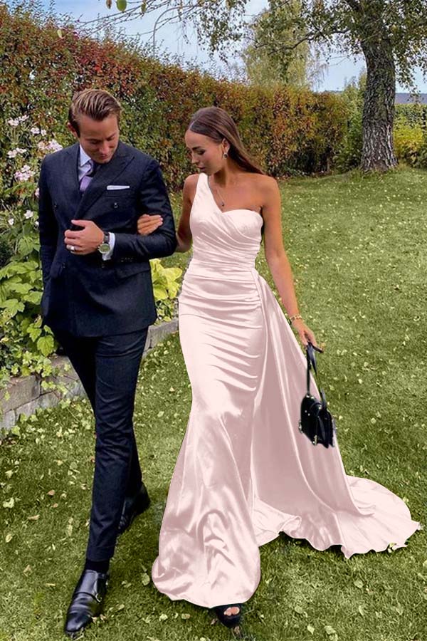 One-Shoulder Green Long Prom Dress | Ballbella