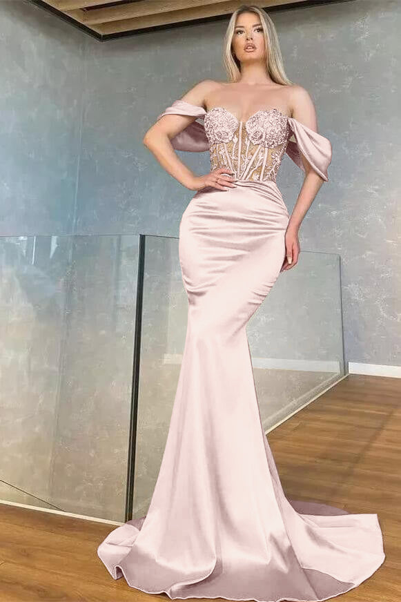 Sweetheart Off-the-Shoulder Long Mermaid Prom Dress with Beads | Ballbella