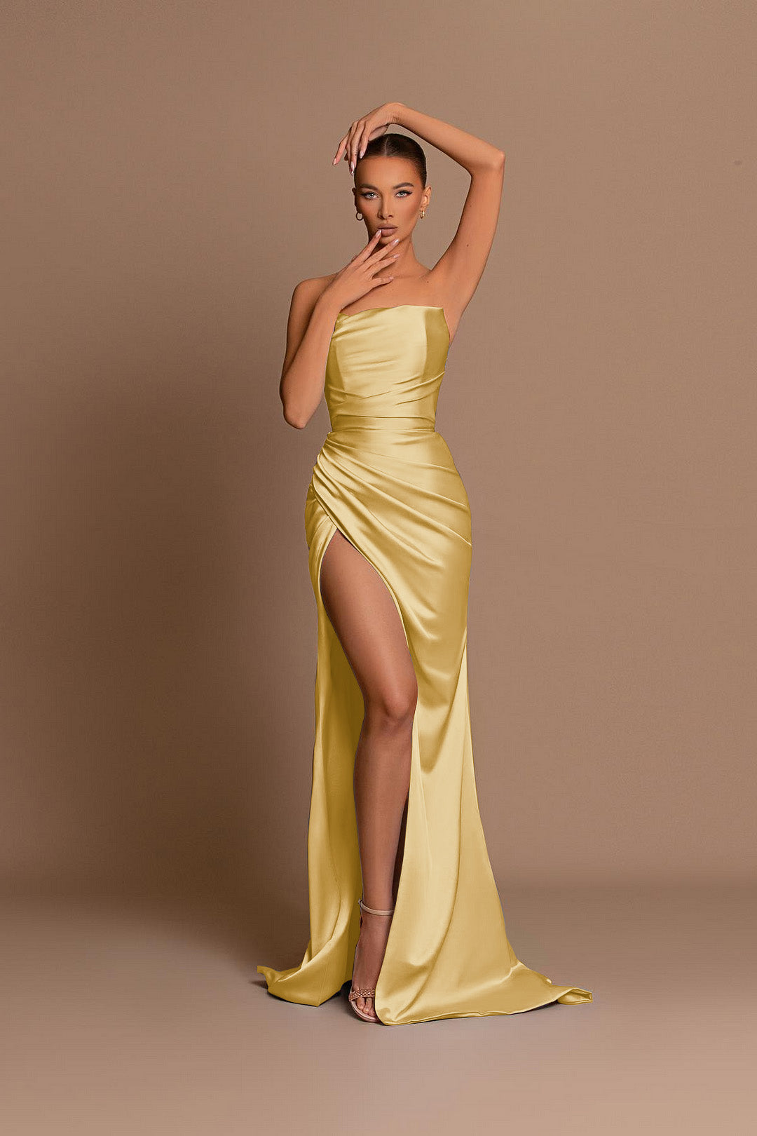 Sexy Sky Blue Mermaid Strapless Evening Dress with Split | Ballbella