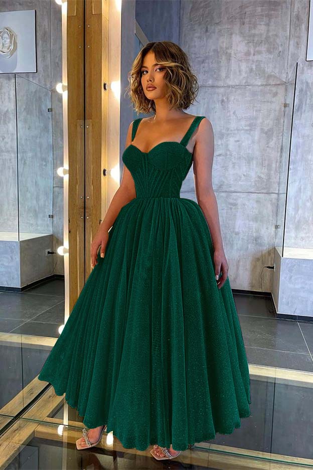 Sweetheart Glittering Long Prom Dress with Straps | Ballbella