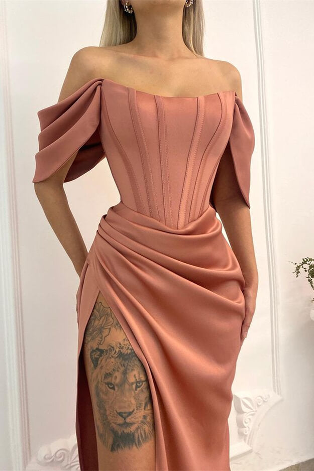 Off-the-Shoulder Long Mermaid Prom Dress with Split | Ballbella