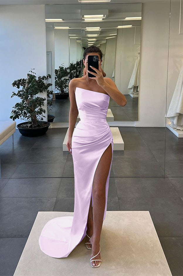 Sleeveless Mermaid Strapless Long Slit Evening Dress | Ballbella