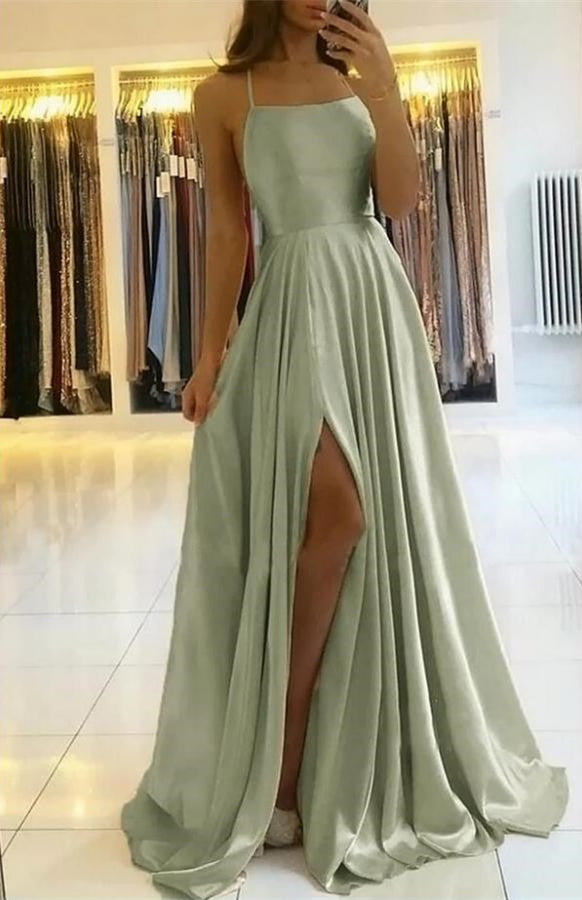 Spaghetti-Strap Split Prom Dress | Ballbella