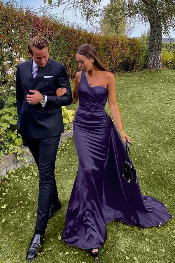 One-Shoulder Green Long Prom Dress | Ballbella