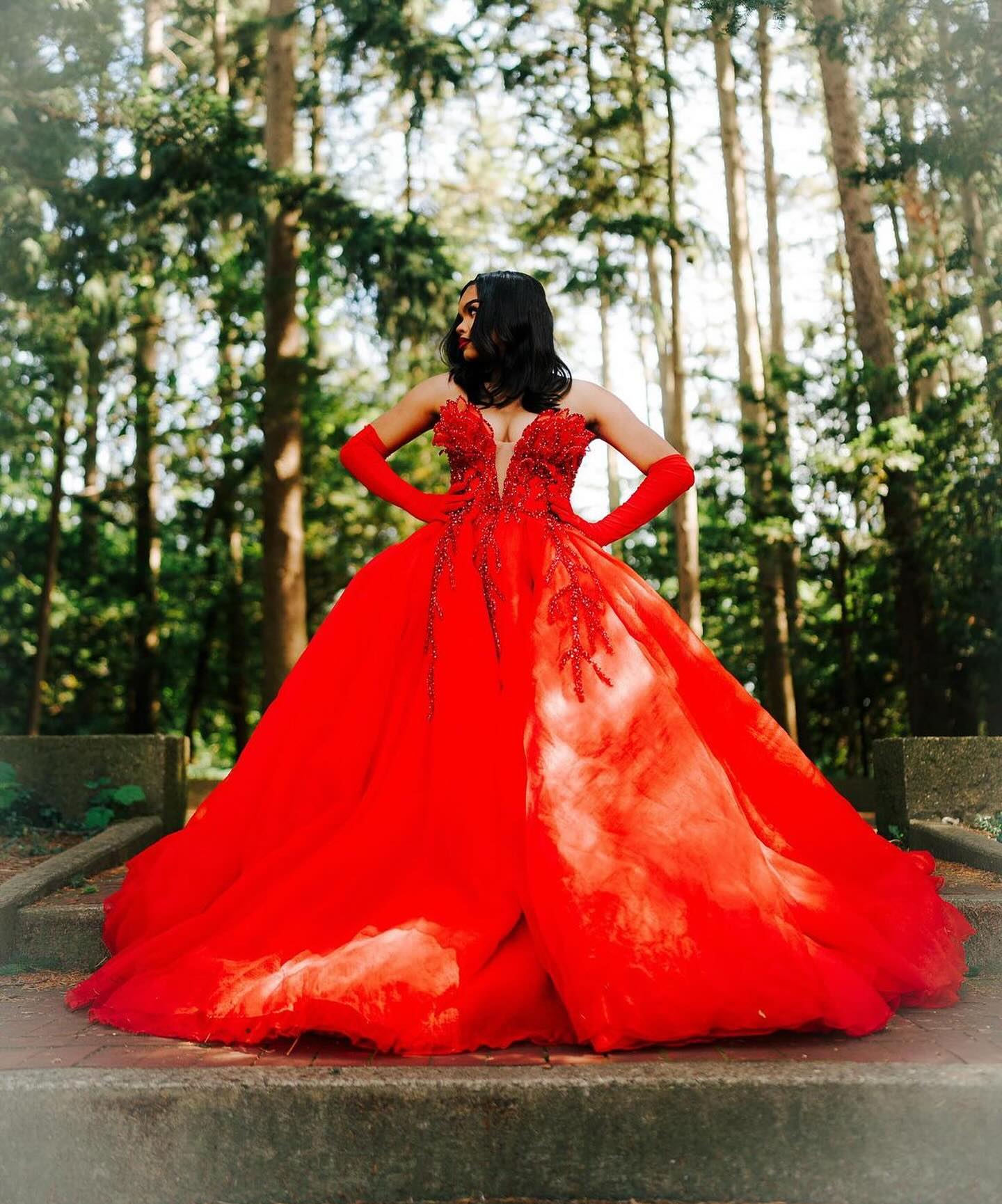 Hot Red Sweetheart Tulle Appliques Ball Prom Dress