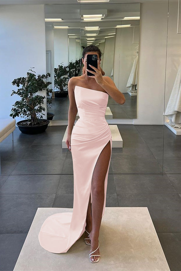 Sleeveless Mermaid Strapless Long Slit Evening Dress | Ballbella