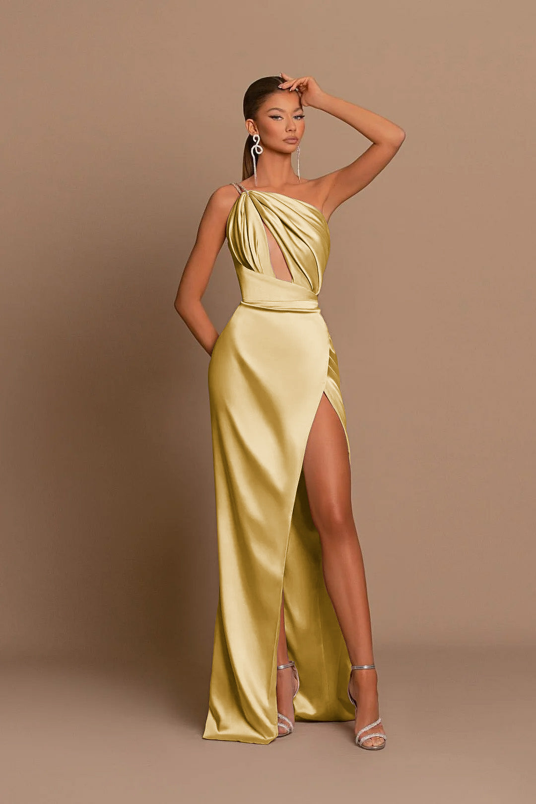 Sexy One-Shoulder Split Mermaid Evening Dress Sleeveless | Ballbella