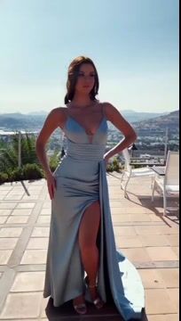 Sleeveless Mermaid V-Neck Prom Dress with Ruffles | Ballbella