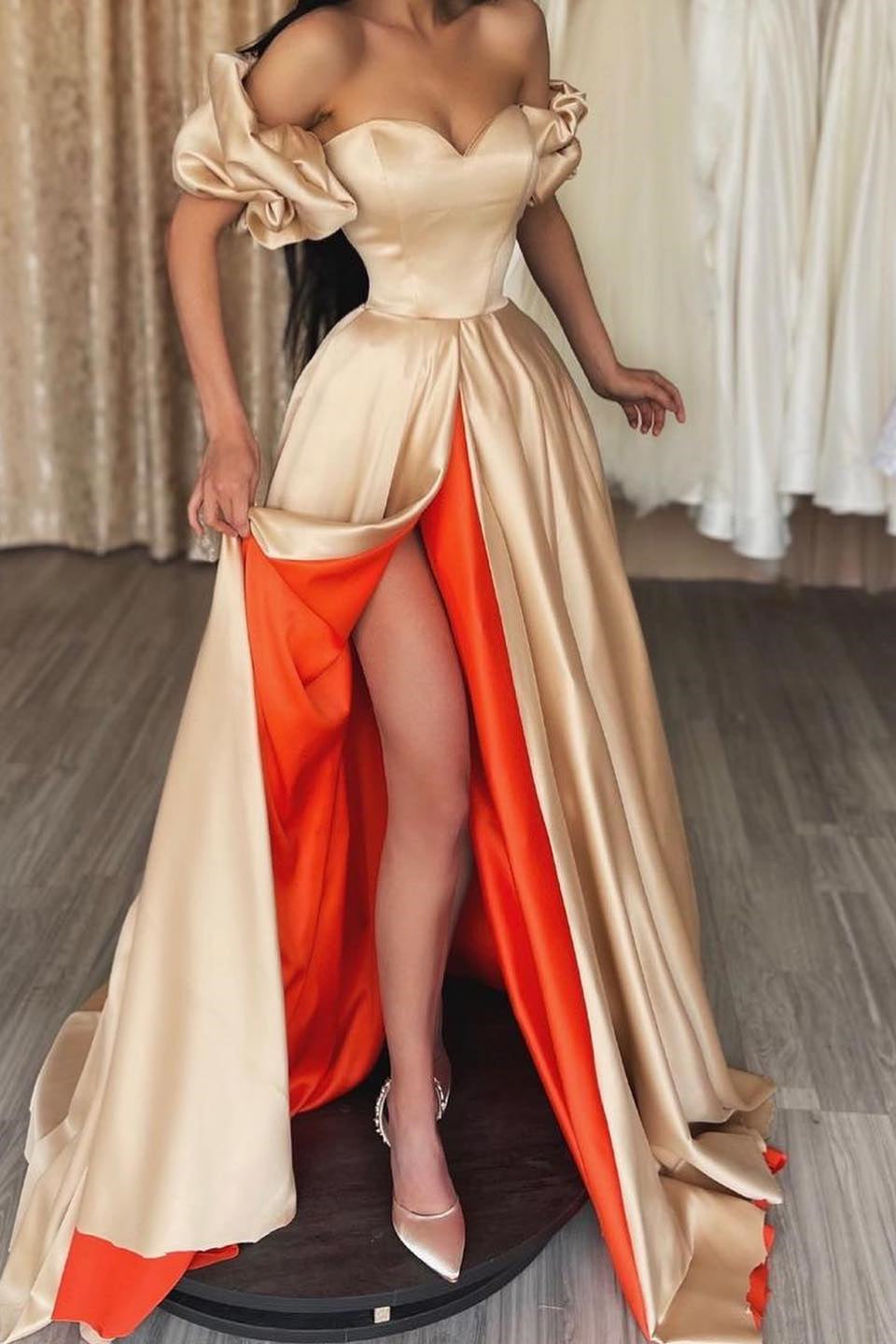 Sweetheart Long Off-the-Shoulder Prom Dress with Split | Ballbella
