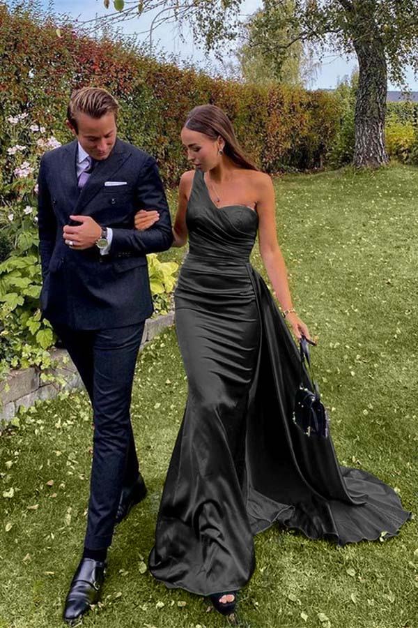 One-Shoulder Green Long Prom Dress | Ballbella