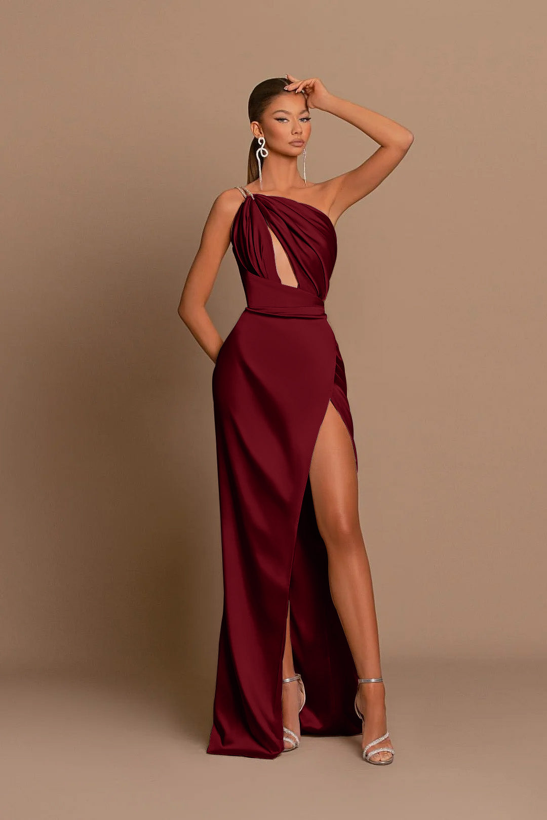 Sexy One-Shoulder Split Mermaid Evening Dress Sleeveless | Ballbella
