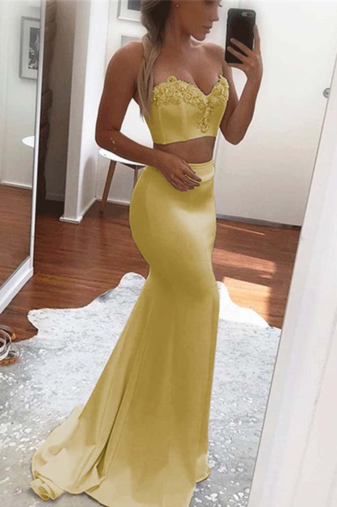 Two-Piece White Mermaid Prom Dress | Ballbella