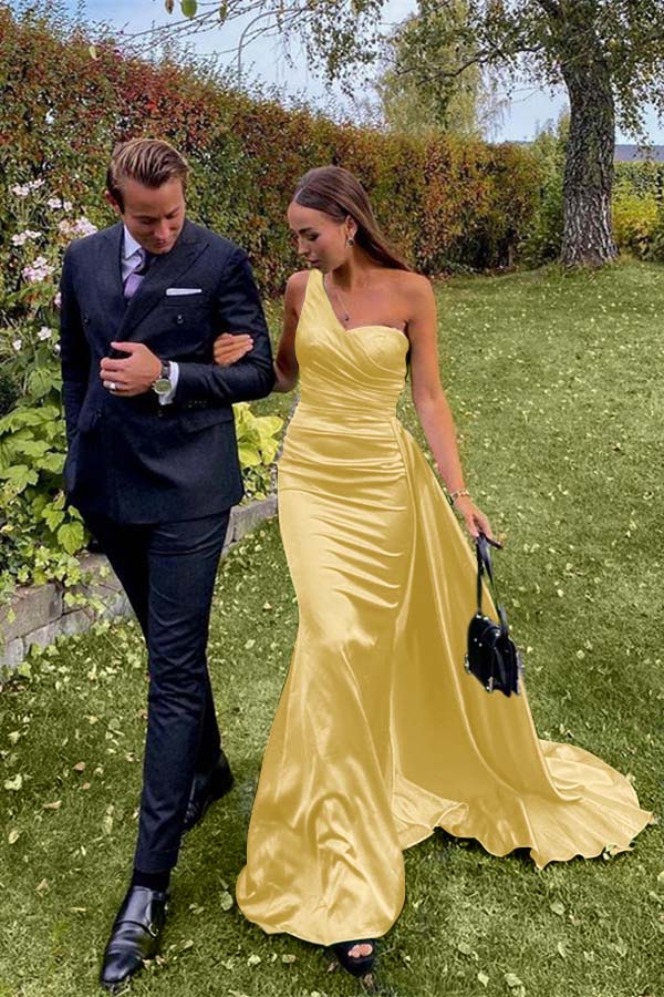 One-Shoulder Green Long Prom Dress | Ballbella