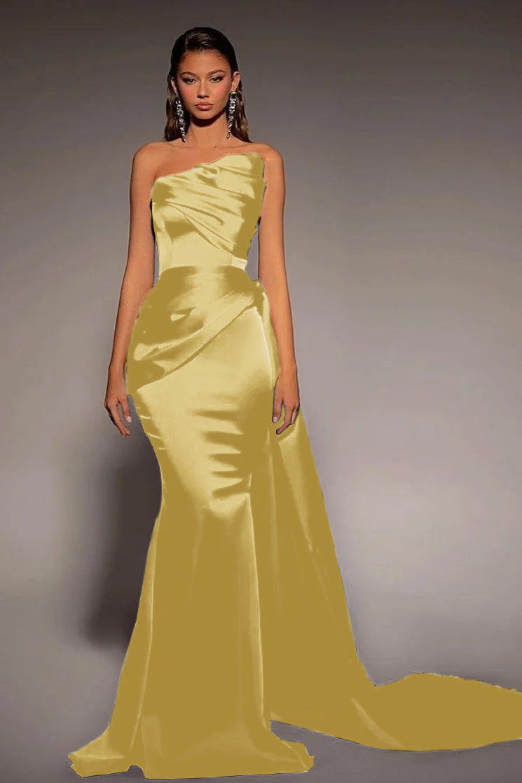 Dark Green Strapless Mermaid Prom Dress with Ruffles | Ballbella