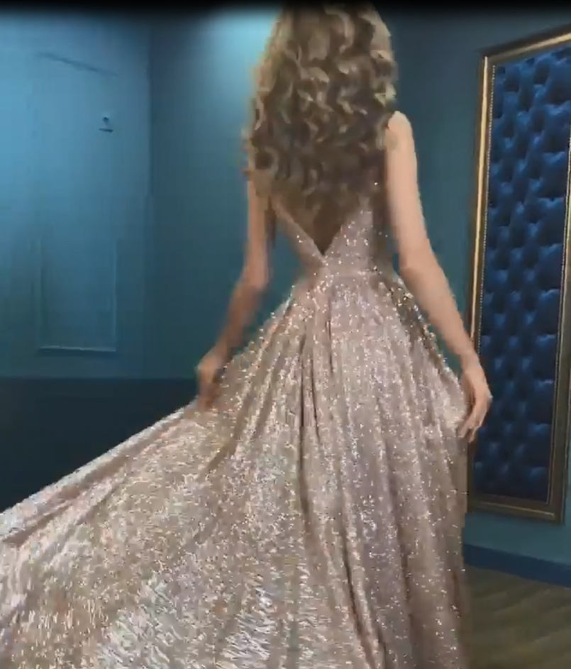 Modern V-Neck Sequins Elegant Evening Dresses with Spaghetti-Straps | Ballbella