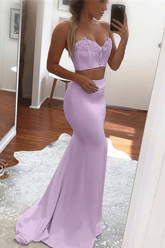 Two-Piece White Mermaid Prom Dress | Ballbella
