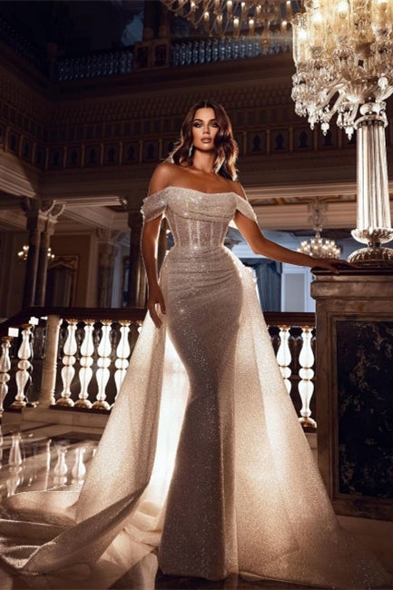 Off-the-Shoulder Mermaid Sequins Prom Dress | Ballbella