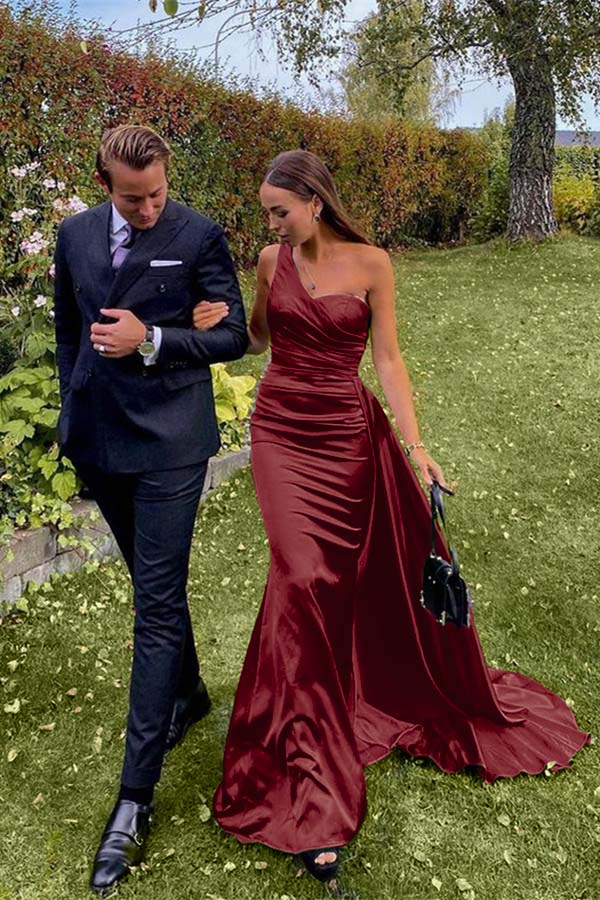 One-Shoulder Green Long Prom Dress | Ballbella