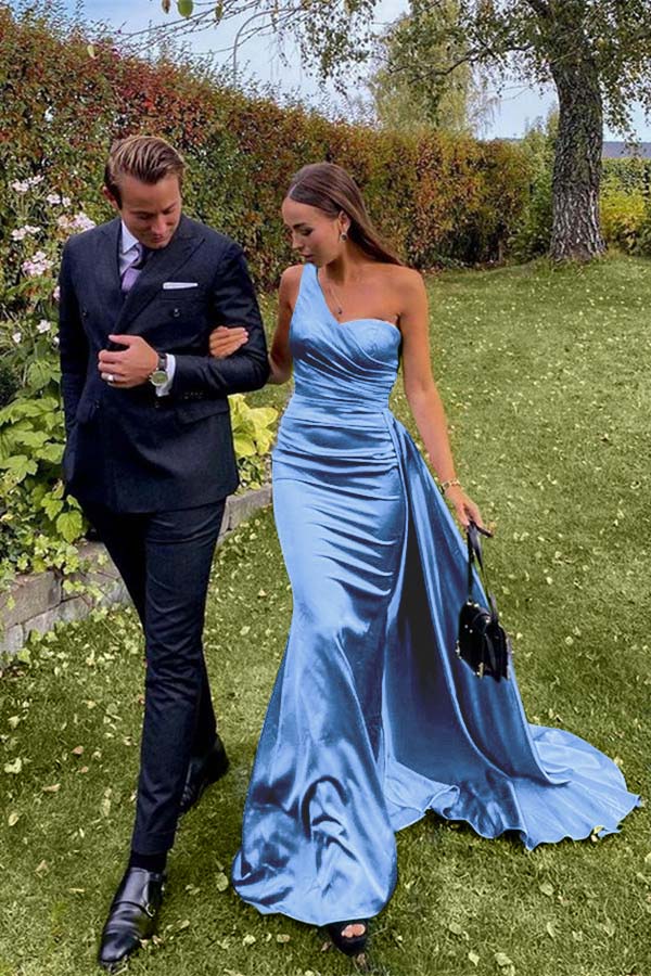 One-Shoulder Green Long Prom Dress | Ballbella