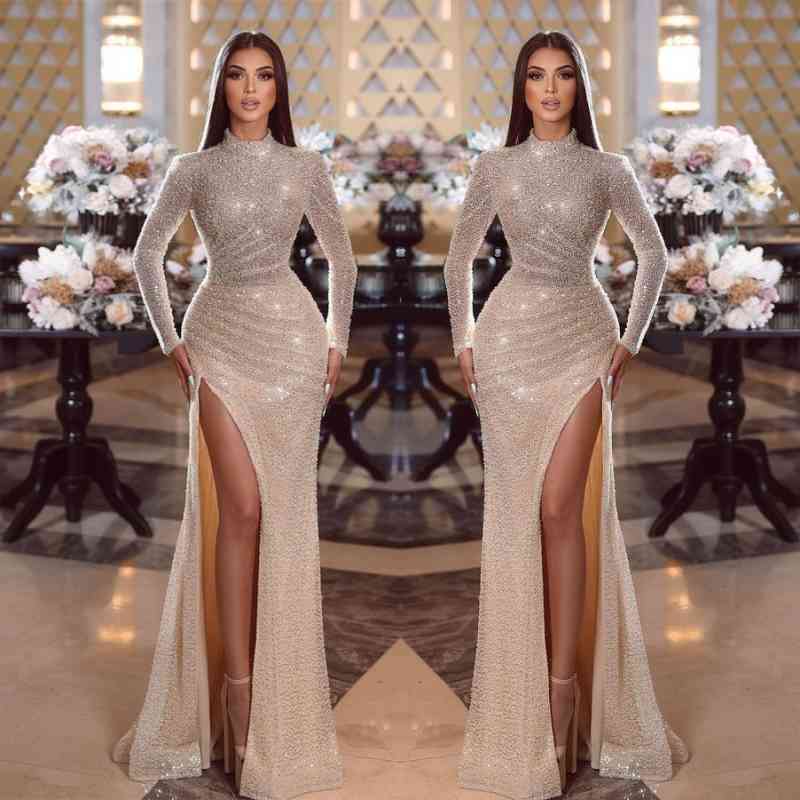 Shiny Mermaid Prom Dress for Women | Long Sleeves