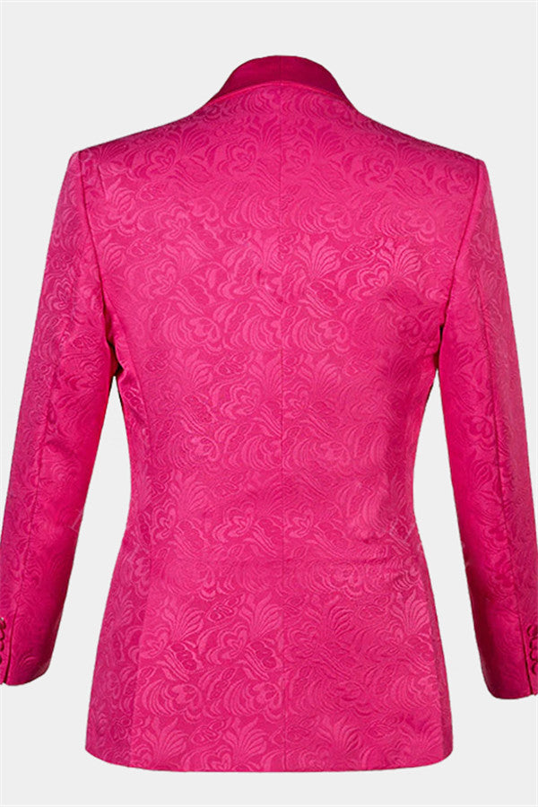 One Button Pink Wedding Suits for Groom