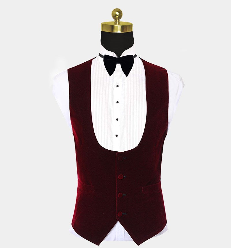 Modern White Jacquard Floral Wedding Tuxedo With Burgundy Lapel