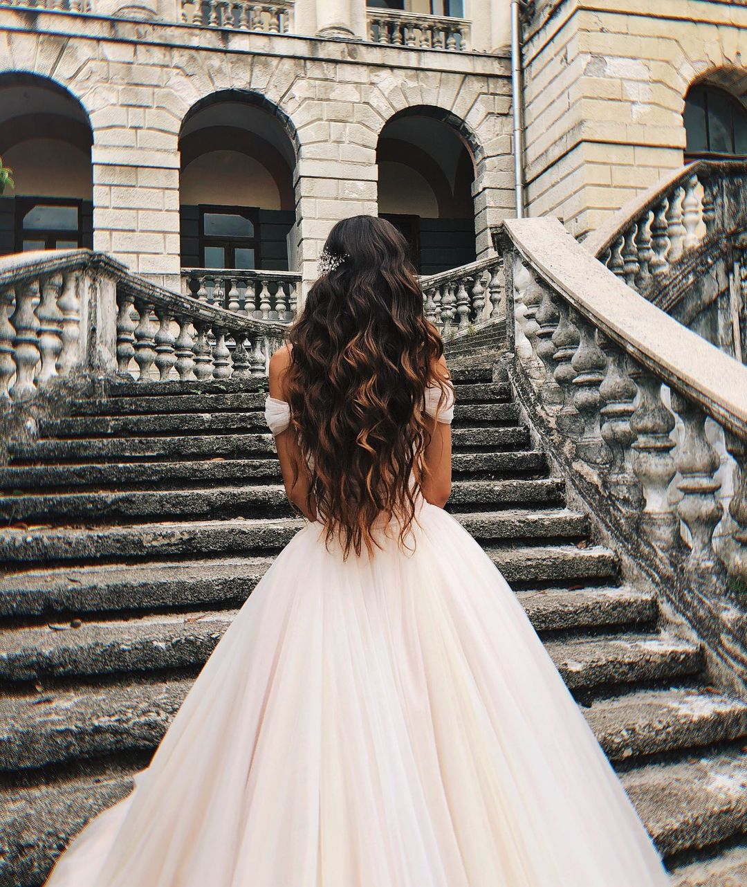 Beautiful Tulle A-line Long Wedding Dress with Off-the-shoulder and Chapel Train