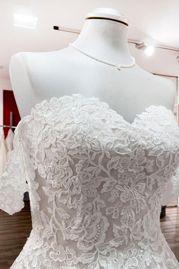 Modest Long Princess Wedding Dress with Tulle Lace Ruffles