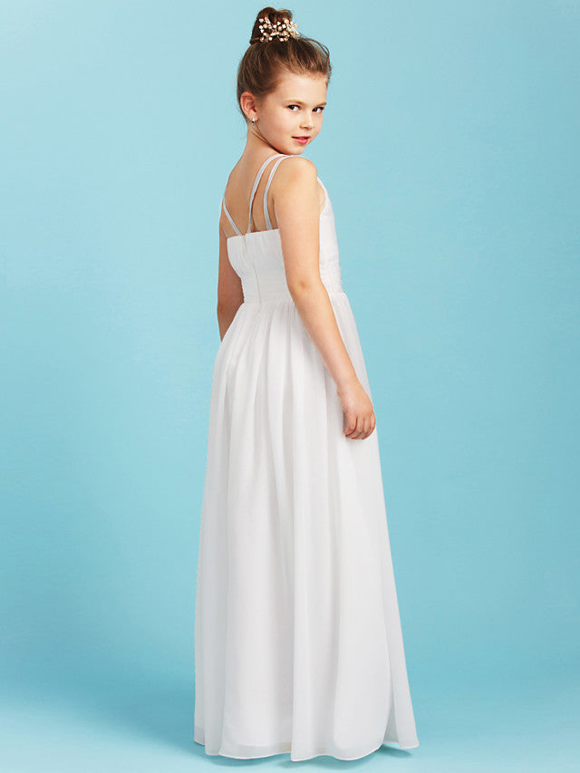 Princess A-Line Spaghetti Strap Chiffon Flower Girl Dress With Sash for Weddings