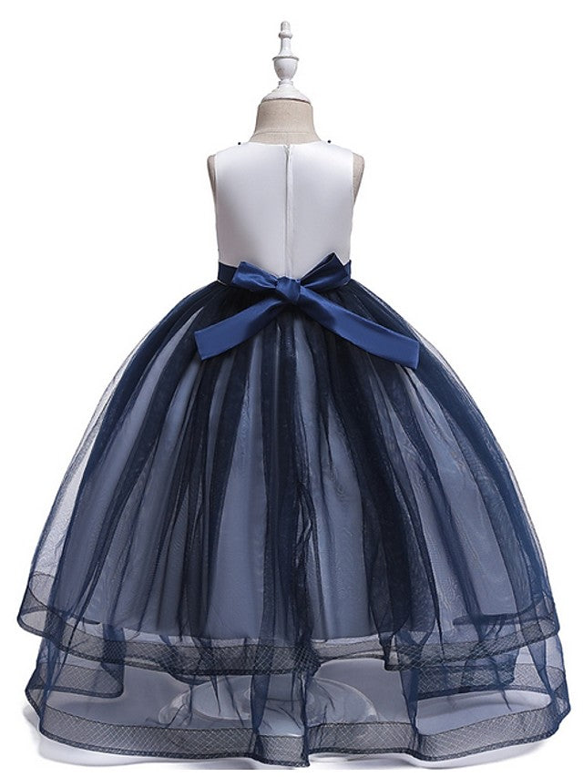 Daida Princess Jewel Sleeveless Flower Girl Dress with Bow and Tulle