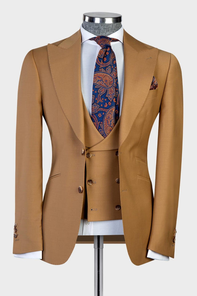 Hot Sale Brown Men Suits - Elroy Peaked Lapel Fashion Style Business