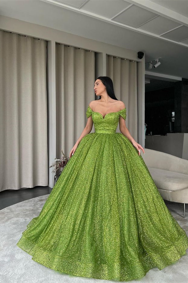 Glamorous Green Sequin Evening Dress Ball Gown