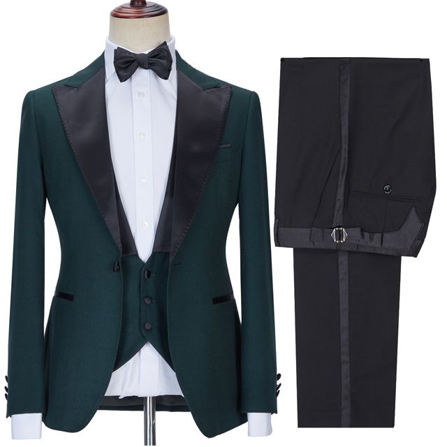 3-Piece Black Lapel Men Suits - Perfect for Business & Proms