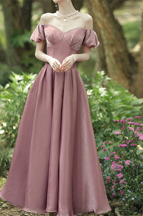 Elegant Sweetheart Long Evening Dress with Off-The-Shoulder