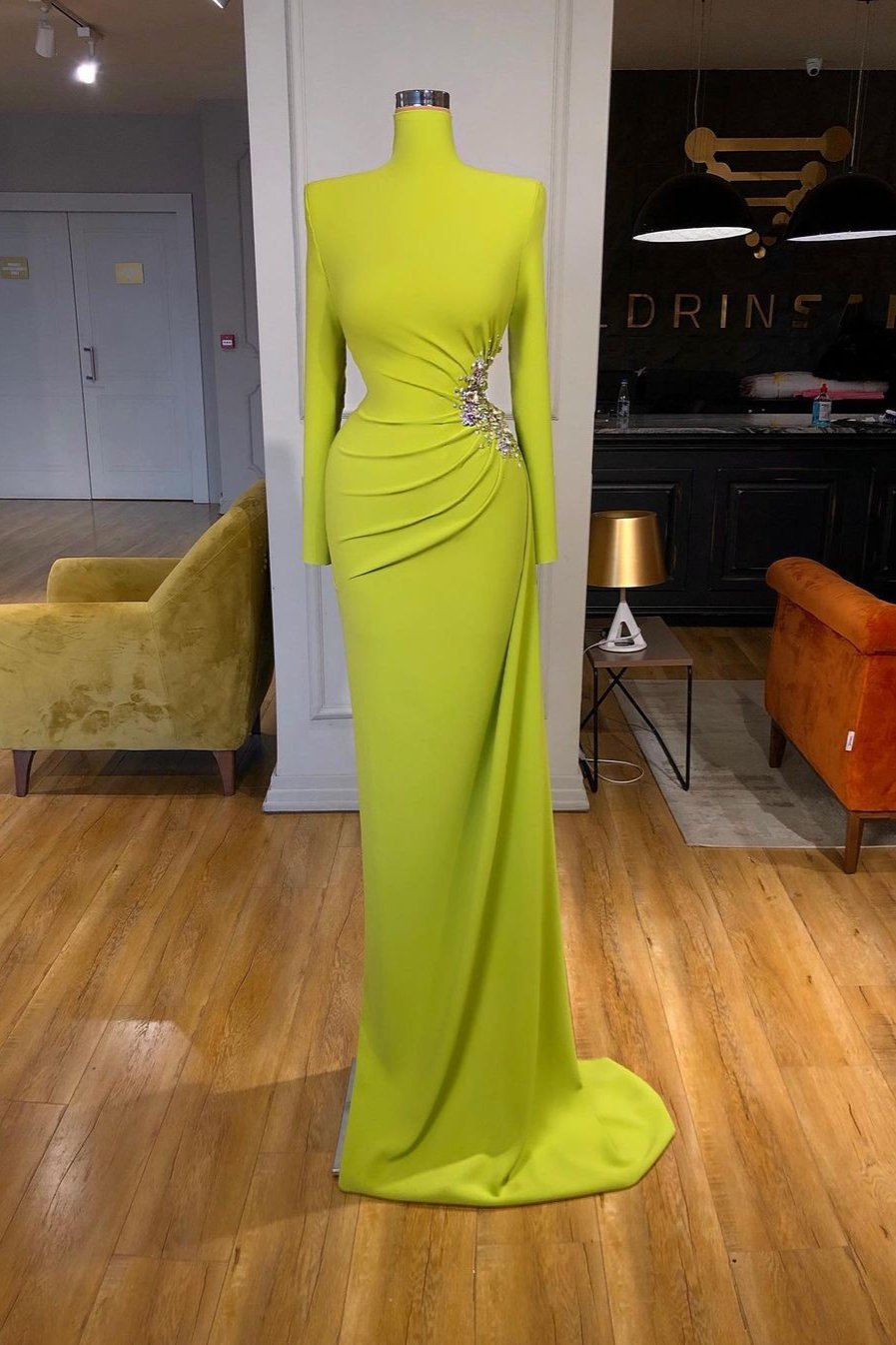 Mermaid Long Sleeves Evening Dress with High-Neck