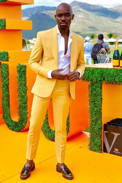 2022 New Arrive Yellow Prom Attire for Guys with Shawl Lapel