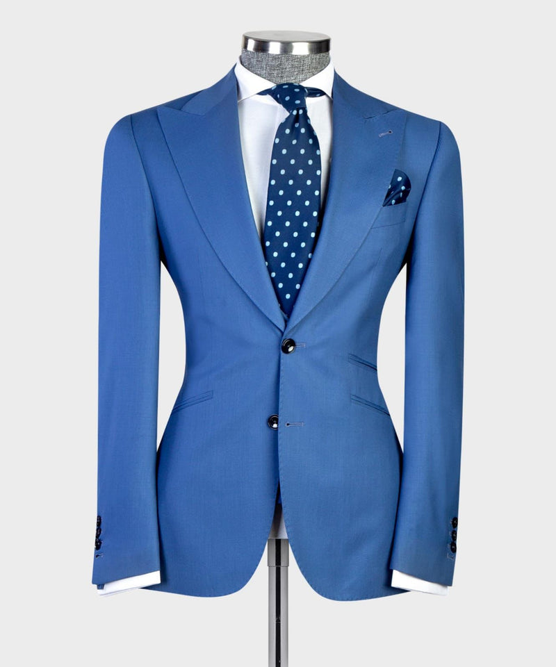 Modern Blue 3-piece Peaked Lapel Men Suit - Business Look