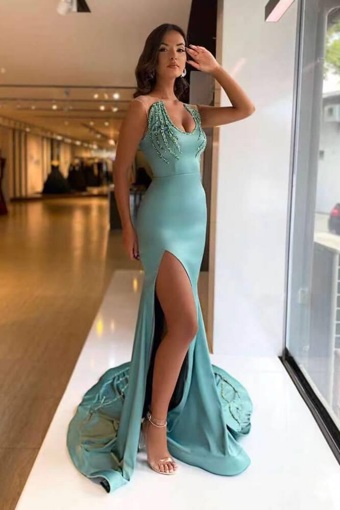 Breathtaking Mermaid Sleeveless Long Prom Dress With Split