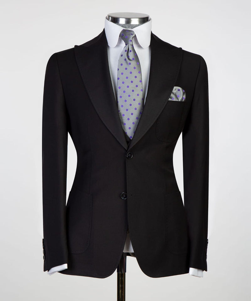 Duncan Newest Men Suits - Black Two Buttons Peaked Lapel For Business
