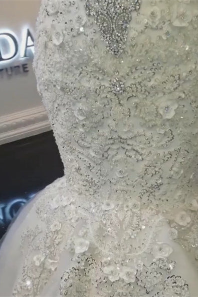 Stunning Off-the-Shoulder Mermaid Wedding Dress with Lace Appliques and High Collar
